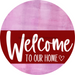 Welcome To Our Home Sign Heart Dark Red Stripe Pink Stain Decoe-2839-Dh 18 Wood Round