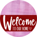 Welcome To Our Home Sign Heart Dark Red Stripe Pink Stain Decoe-2839-Dh 18 Wood Round