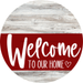 Welcome To Our Home Sign Heart Dark Red Stripe White Wash Decoe-2841-Dh 18 Wood Round