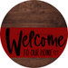Welcome To Our Home Sign Heart Dark Red Stripe Wood Grain Decoe-2825-Dh 18 Round