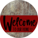 Welcome To Our Home Sign Heart Dark Red Stripe Wood Grain Decoe-2827-Dh 18 Round