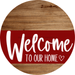 Welcome To Our Home Sign Heart Dark Red Stripe Wood Grain Decoe-2833-Dh 18 Round