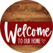 Welcome To Our Home Sign Heart Dark Red Stripe Wood Grain Decoe-2834-Dh 18 Round