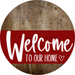 Welcome To Our Home Sign Heart Dark Red Stripe Wood Grain Decoe-2836-Dh 18 Round