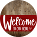 Welcome To Our Home Sign Heart Dark Red Stripe Wood Grain Decoe-2836-Dh 18 Round