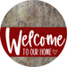 Welcome To Our Home Sign Heart Dark Red Stripe Wood Grain Decoe-2837-Dh 18 Round