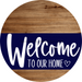 Welcome To Our Home Sign Heart Every Day Blue Stripe Wood Grain Decoe-2773 Round 18 Wood