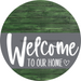 Welcome To Our Home Sign Heart Gray Stripe Green Stain Decoe-2802-Dh 18 Wood Round