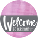 Welcome To Our Home Sign Heart Gray Stripe Pink Stain Decoe-2799-Dh 18 Wood Round