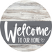 Welcome To Our Home Sign Heart Gray Stripe White Wash Decoe-2801-Dh 18 Wood Round