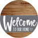 Welcome To Our Home Sign Heart Gray Stripe Wood Grain Decoe-2793-Dh 18 Round