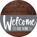 Welcome To Our Home Sign Heart Gray Stripe Wood Grain Decoe-2795-Dh 18 Round