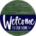 Welcome To Our Home Sign Heart Navy Stripe Green Stain Decoe-2782-Dh 18 Wood Round
