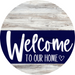 Welcome To Our Home Sign Heart Navy Stripe White Wash Decoe-2781-Dh 18 Wood Round