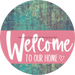 Welcome To Our Home Sign Heart Pink Stripe Petina Look Decoe-2858-Dh 18 Wood Round