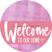 Welcome To Our Home Sign Heart Pink Stripe Stain Decoe-2859-Dh 18 Wood Round