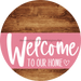 Welcome To Our Home Sign Heart Pink Stripe Wood Grain Decoe-2854-Dh 18 Round