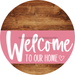 Welcome To Our Home Sign Heart Pink Stripe Wood Grain Decoe-2854-Dh 18 Round