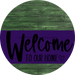 Welcome To Our Home Sign Heart Purple Stripe Green Stain Decoe-2872-Dh 18 Wood Round