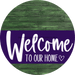 Welcome To Our Home Sign Heart Purple Stripe Green Stain Decoe-2882-Dh 18 Wood Round