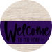 Welcome To Our Home Sign Heart Purple Stripe White Wash Decoe-2870-Dh 18 Wood Round