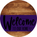 Welcome To Our Home Sign Heart Purple Stripe Wood Grain Decoe-2864-Dh 18 Round