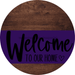 Welcome To Our Home Sign Heart Purple Stripe Wood Grain Decoe-2865-Dh 18 Round