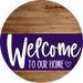 Welcome To Our Home Sign Heart Purple Stripe Wood Grain Decoe-2873-Dh 18 Round