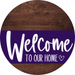 Welcome To Our Home Sign Heart Purple Stripe Wood Grain Decoe-2875-Dh 18 Round