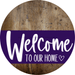 Welcome To Our Home Sign Heart Purple Stripe Wood Grain Decoe-2876-Dh 18 Round