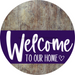 Welcome To Our Home Sign Heart Purple Stripe Wood Grain Decoe-2877-Dh 18 Round
