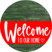 Welcome To Our Home Sign Heart Red Stripe Green Stain Decoe-2822-Dh 18 Wood Round