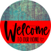 Welcome To Our Home Sign Heart Red Stripe Petina Look Decoe-2808-Dh 18 Wood Round