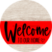 Welcome To Our Home Sign Heart Red Stripe White Wash Decoe-2810-Dh 18 Wood Round