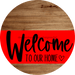 Welcome To Our Home Sign Heart Red Stripe Wood Grain Decoe-2803-Dh 18 Round