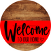 Welcome To Our Home Sign Heart Red Stripe Wood Grain Decoe-2804-Dh 18 Round