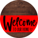 Welcome To Our Home Sign Heart Red Stripe Wood Grain Decoe-2805-Dh 18 Round