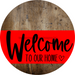 Welcome To Our Home Sign Heart Red Stripe Wood Grain Decoe-2806-Dh 18 Round
