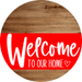 Welcome To Our Home Sign Heart Red Stripe Wood Grain Decoe-2813-Dh 18 Round