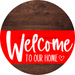 Welcome To Our Home Sign Heart Red Stripe Wood Grain Decoe-2815-Dh 18 Round
