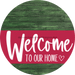 Welcome To Our Home Sign Heart Viva Magenta Stripe Green Stain Decoe-2902-Dh 18 Wood Round