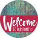 Welcome To Our Home Sign Heart Viva Magenta Stripe Petina Look Decoe-2898-Dh 18 Wood Round