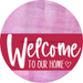 Welcome To Our Home Sign Heart Viva Magenta Stripe Pink Stain Decoe-2899-Dh 18 Wood Round