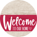 Welcome To Our Home Sign Heart Viva Magenta Stripe White Wash Decoe-2900-Dh 18 Wood Round