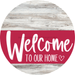 Welcome To Our Home Sign Heart Viva Magenta Stripe White Wash Decoe-2901-Dh 18 Wood Round