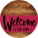 Welcome To Our Home Sign Heart Viva Magenta Stripe Wood Grain Decoe-2884-Dh 18 Round