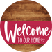 Welcome To Our Home Sign Heart Viva Magenta Stripe Wood Grain Decoe-2894-Dh 18 Round