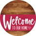 Welcome To Our Home Sign Heart Viva Magenta Stripe Wood Grain Decoe-2894-Dh 18 Round
