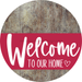 Welcome To Our Home Sign Heart Viva Magenta Stripe Wood Grain Decoe-2897-Dh 18 Round