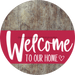 Welcome To Our Home Sign Heart Viva Magenta Stripe Wood Grain Decoe-2897-Dh 18 Round